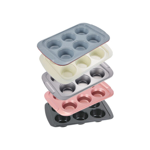 6 Cups Non Stick Round Paper Cup Cake Pan Carbon Steel Muffin Cake Mold