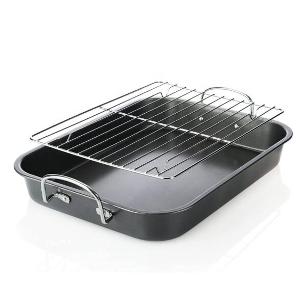 Hot Selling OEM Factory Stainless Steel Handles Roasting Pan With Flat Rack Non Stick Chicken Roaster Tray