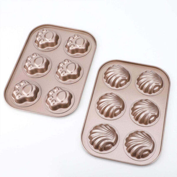 Food Grade Heat-resistant 6 Cups Muffin Pan Shell Shape Non Stick Muffin Pan