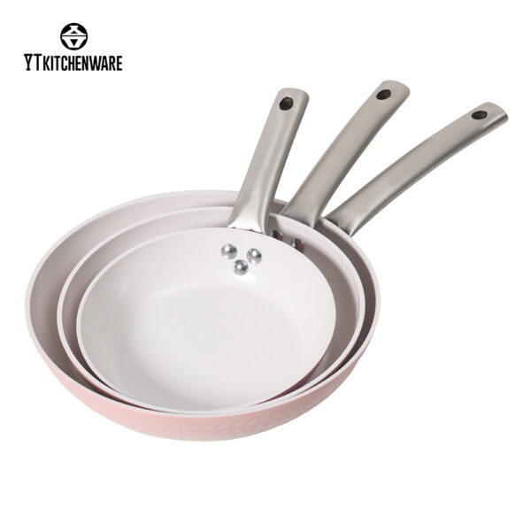 BY2505 (4) Aluminum Pots Induction Bottom Cookware Sets and Three-piece Pink Gradient Cookware Sets Pans With Non-Stick Coating
