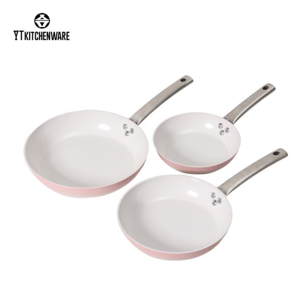 BY2505 (6) Aluminum Pots Induction Bottom Cookware Sets and Three-piece Pink Gradient Cookware Sets Pans With Non-Stick Coating