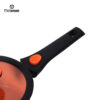 New non - stick steak square pan from the factory, with black exterior and orange interior, suitable for induction cookers.