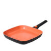 New non - stick steak square pan from the factory, with black exterior and orange interior, suitable for induction cookers.