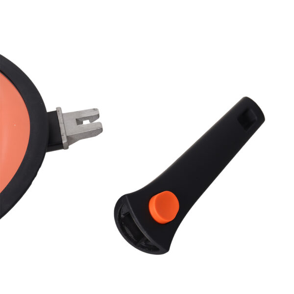 New non - stick steak square pan from the factory, with black exterior and orange interior, suitable for induction cookers.