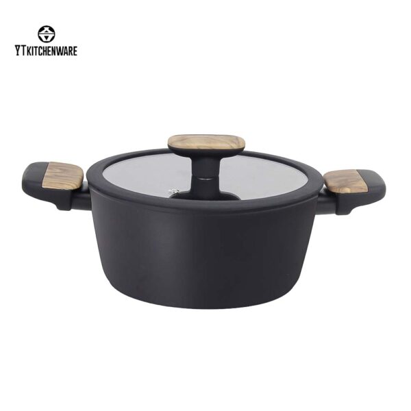 001 Premium Forged Aluminum Cookware Set with Wood-Look Handles – Nonstick, Durable, Factory Direct