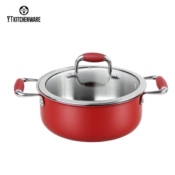 001 Popular Red Impress Stainless Steel Cookware Set with Culinary Edge: Durable, Stylish, and Ready for Every Meal