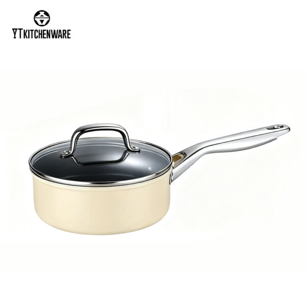 001 Cream Enamel Cookware Set – Stylish Mirror-Finish Handles, Durable Nonstick, Factory-Direct Quality