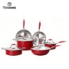 005 Popular Red Impress Stainless Steel Cookware Set with Culinary Edge: Durable, Stylish, and Ready for Every Meal