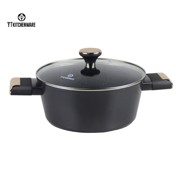Hot Sell Black Non-Stick Aluminum Pan with Gold Accessories – Durable, Stylish & Easy to Clean
