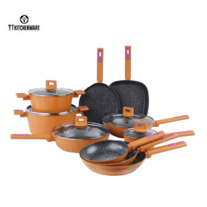 Factory Direct Sale Orange Non-Stick Aluminum Pan – LFGB Certified, Durable & Easy to Clean