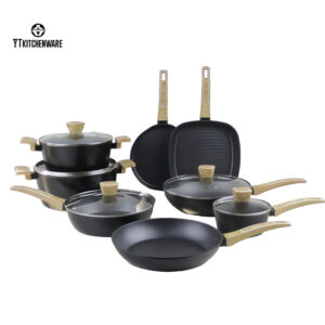 12 Forged Non-Stick Coating Black Cookware Set , Low Smoke & Durable,OEM and ODM Supported