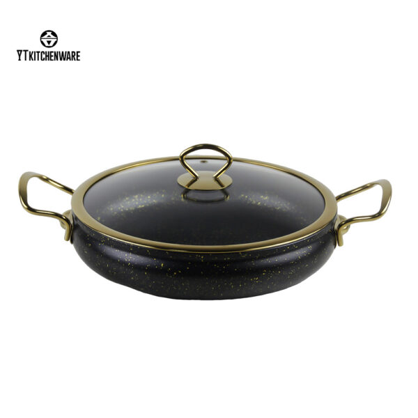 Premium Black & Gold Speckled Aluminum Bulginging Pot – Elegant & Durable Cookware for the Modern Kitchen