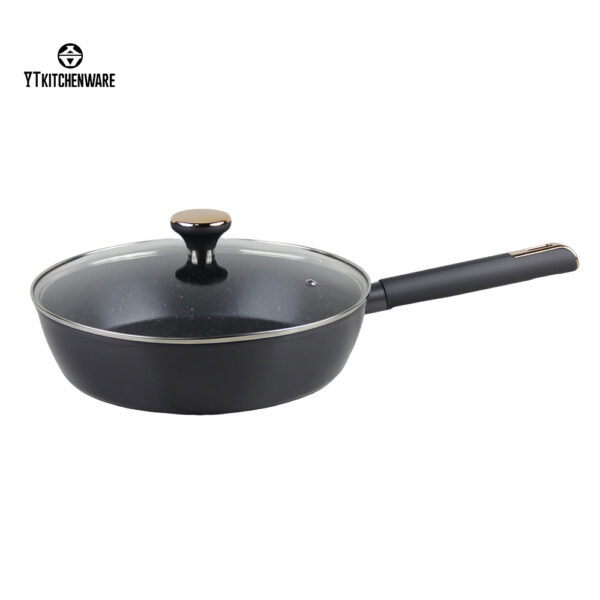 Hot Sell Black Non-Stick Aluminum Pan with Gold Accessories – Durable, Stylish & Easy to Clean