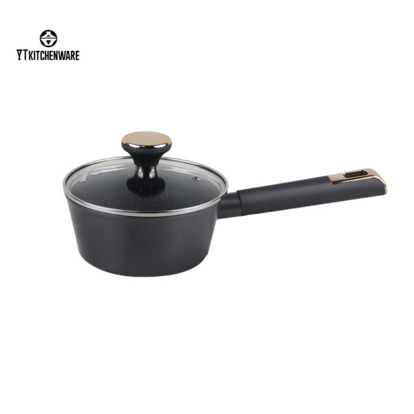 Hot Sell Black Non-Stick Aluminum Pan with Gold Accessories – Durable, Stylish & Easy to Clean
