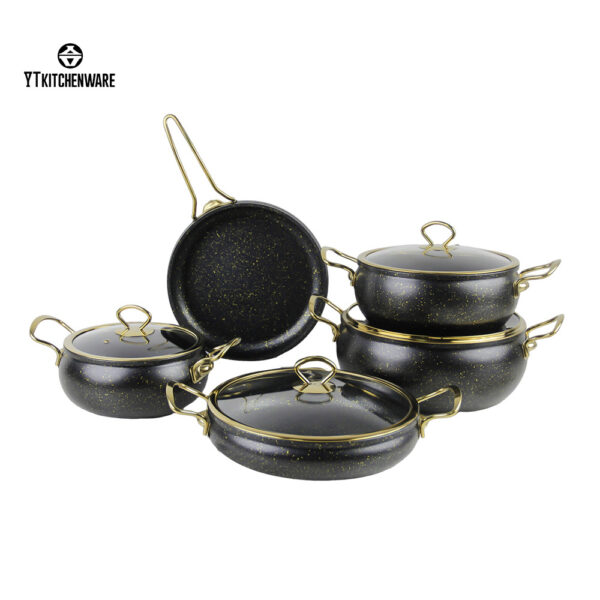 Premium Black & Gold Speckled Aluminum Bulginging Pot – Elegant & Durable Cookware for the Modern Kitchen