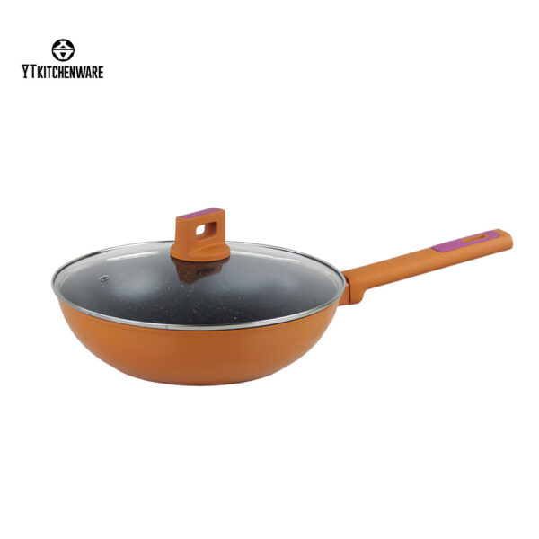 Factory Direct Sale Orange Non-Stick Aluminum Pan – LFGB Certified, Durable & Easy to Clean