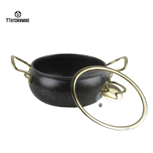 Premium Black & Gold Speckled Aluminum Bulginging Pot – Elegant & Durable Cookware for the Modern Kitchen