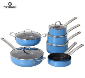 BY2511 (4) Durable Aluminum Pots & Pans with Stainless Handles – Quick Heat, Modern Look, Home-Ready