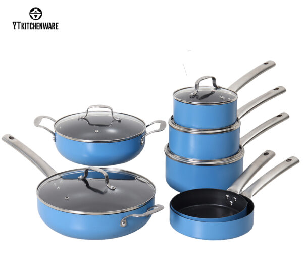 Durable Aluminum Pots & Pans with Stainless Handles – Quick Heat, Modern Look, Home-Ready
