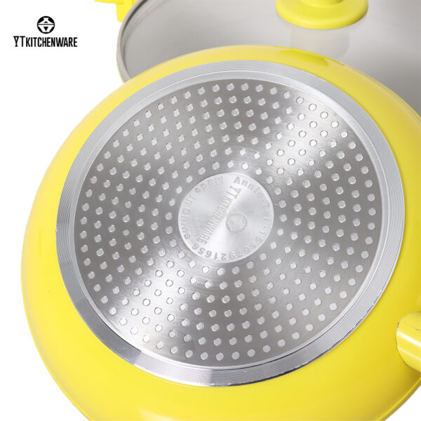 BY2514 (2) 【Factory Direct】Bright Yellow Pressure-Like Cookware Set – Cook, Simmer & Fry Faster! Non-Stick, Easy-Clean for Daily Home Meals