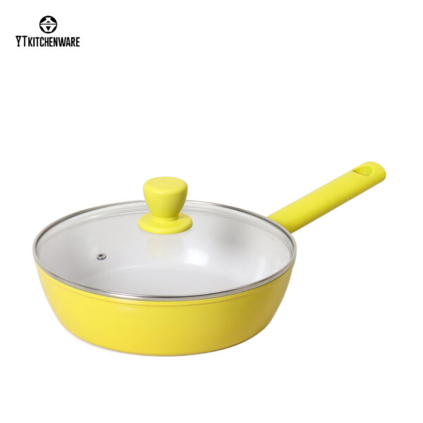 BY2514 (6) 【Factory Direct】Bright Yellow Pressure-Like Cookware Set – Cook, Simmer & Fry Faster! Non-Stick, Easy-Clean for Daily Home Meals