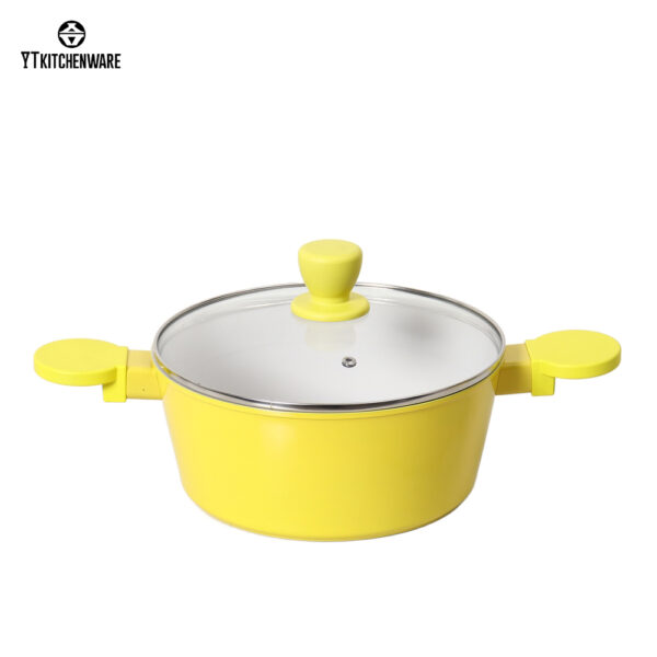 BY2514 (7) 【Factory Direct】Bright Yellow Pressure-Like Cookware Set – Cook, Simmer & Fry Faster! Non-Stick, Easy-Clean for Daily Home Meals
