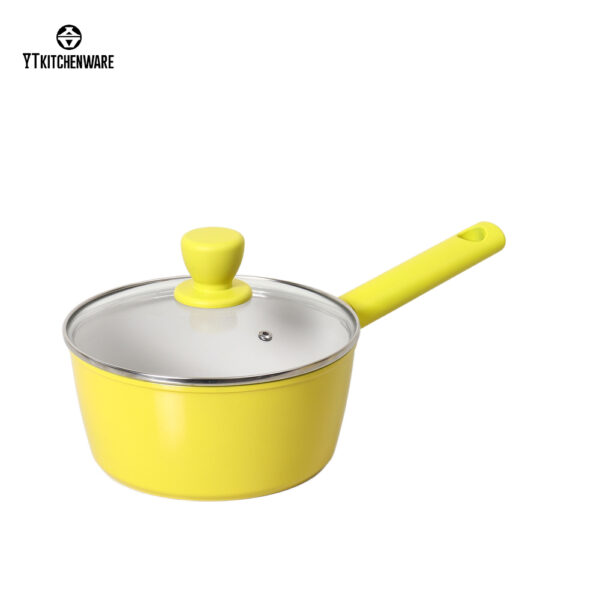BY2514 (9) 【Factory Direct】Bright Yellow Pressure-Like Cookware Set – Cook, Simmer & Fry Faster! Non-Stick, Easy-Clean for Daily Home Meals