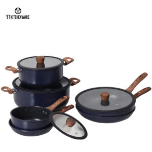 BY2515 (4) Black Rolled-Edge Cookware Set – Fry, Simmer & Sear All in One! Non-Stick, Easy-Clean & Durable for Daily Family Meals
