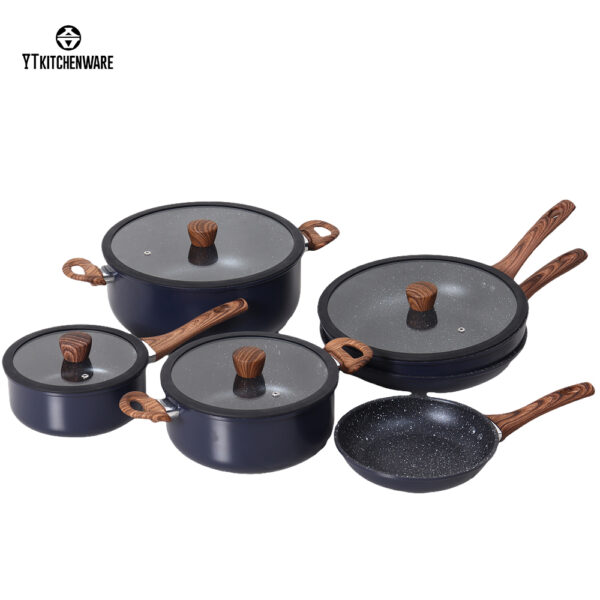 Black Rolled-Edge Cookware Set – Fry, Simmer & Sear All in One! Non-Stick, Easy-Clean & Durable for Daily Family Meals