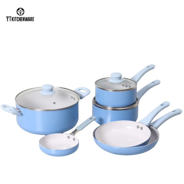 Easy-Cooking Blue Aluminum Cookware – Quick Heat-Up, Nonstick Inside, Home-Friendly Design