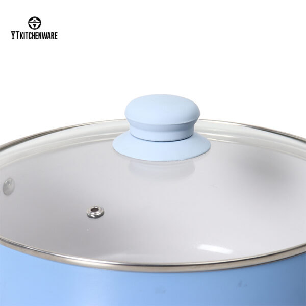 Easy-Cooking Blue Aluminum Cookware – Quick Heat-Up, Nonstick Inside, Home-Friendly Design