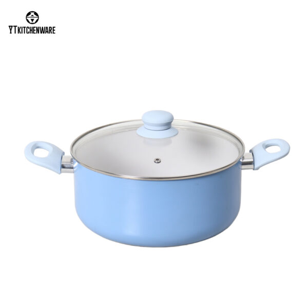 Easy-Cooking Blue Aluminum Cookware – Quick Heat-Up, Nonstick Inside, Home-Friendly Design
