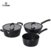 Sleek Black Non-Stick Aluminum Cookware Set: Durable Craft, Comfort Handles & Factory-Direct Deals