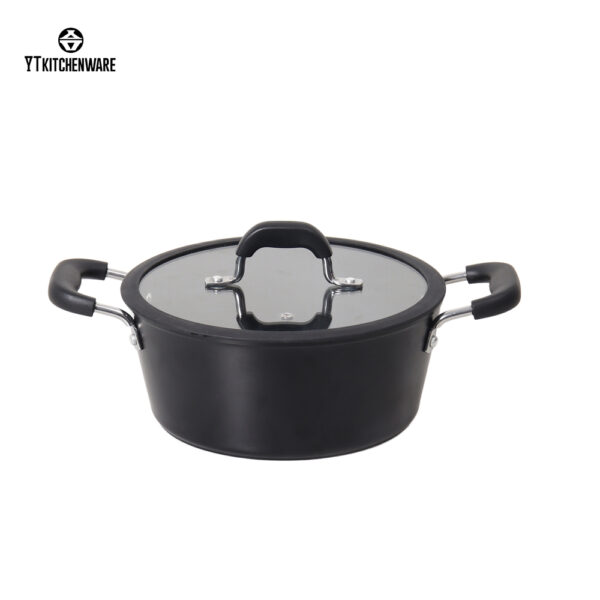 Sleek Black Non-Stick Aluminum Cookware Set: Durable Craft, Comfort Handles & Factory-Direct Deals