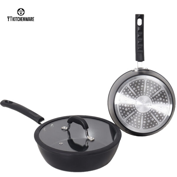Sleek Black Non-Stick Aluminum Cookware Set: Durable Craft, Comfort Handles & Factory-Direct Deals