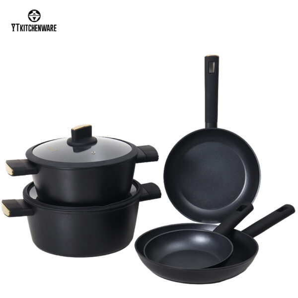 Black Forged-Aluminum Cookware Set – Durable Build, Quick Heating, Premium Nonstick Coating