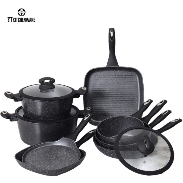 Heavy-Duty Forged Aluminum Cookware Set – Even Heat, Certified Safe Coating,OEM&ODM supported