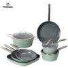 【Factory Direct】Light Green Pressure-Like Cookware Set with Ceramic Coating– Cook Meals Faster! Easy-Clean for Daily Home Cooking