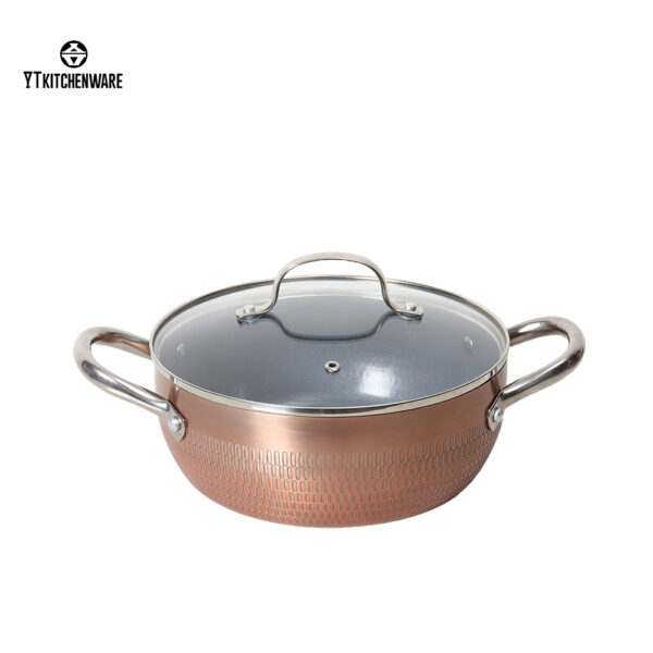 BY2533 (3) Premium Impressed Yukihira Cookware Set – Aluminum Body, Nonstick Coating & Elegant Hammered Finish