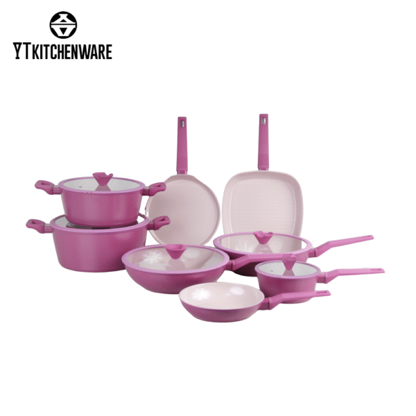 Popular Vibrant Pink Forged Cookware Set – Perfect for Everyday Meals, Easy to Clean and Durable