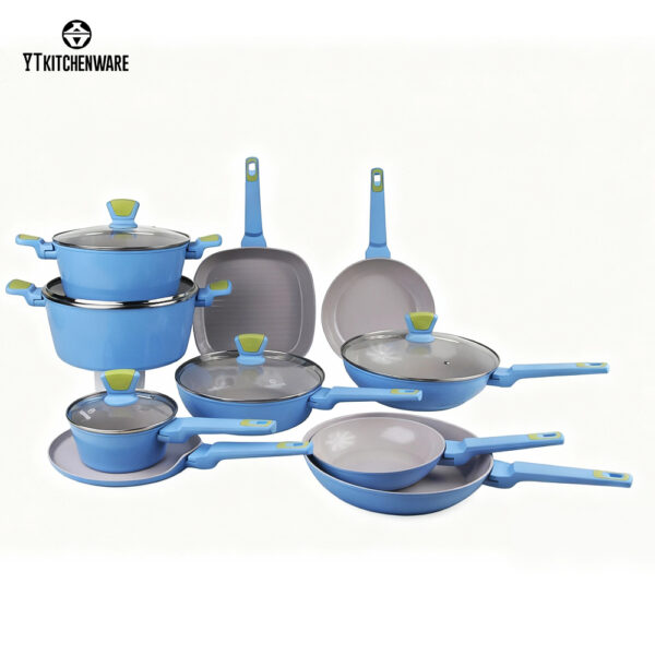 Hot Sale Blue Non-Stick  Forged Cookware Set - Pressure Cooker Inspired Design