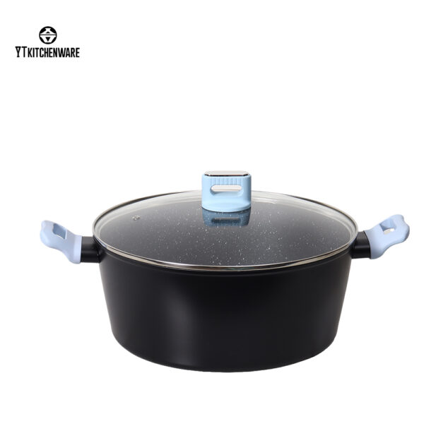 by2537 (5) Factory-Direct Forged Aluminum Cookware Set – Color Silicone Handles, Certified Nonstick Coating, Ready for Global Markets