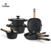 Premium Forged Aluminum Cookware Set with Wood-Look Handles – Nonstick, Durable, Factory Direct