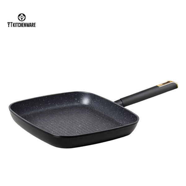 Hot Sell Black Non-Stick Aluminum Pan with Gold Accessories – Durable, Stylish & Easy to Clean
