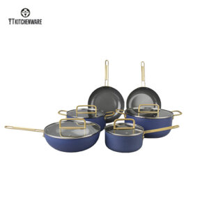 Nonstick Aluminum Cookware Set with Glass Lids & Metal Handles | Premium Pots & Pans for Home & Wholesale
