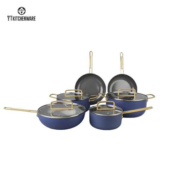 Nonstick Aluminum Cookware Set with Glass Lids & Metal Handles | Premium Pots & Pans for Home & Wholesale