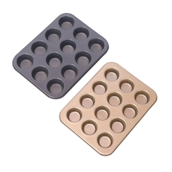 12-Cup Muffin Pan, Non-Stick Bakeware for Perfect Muffins and Cupcakes, Durable Carbon Steel