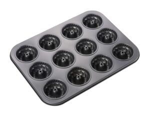 12-Cup Non-Stick Mini Bundt Muffin Pan | Heavy-Duty Carbon Steel Bakeware with Even Heat Distribution