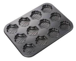 12-Cup Non-Stick Shell-Shaped Muffin Pan | Heavy-Gauge Carbon Steel Bakeware for Even Baking & Easy Release