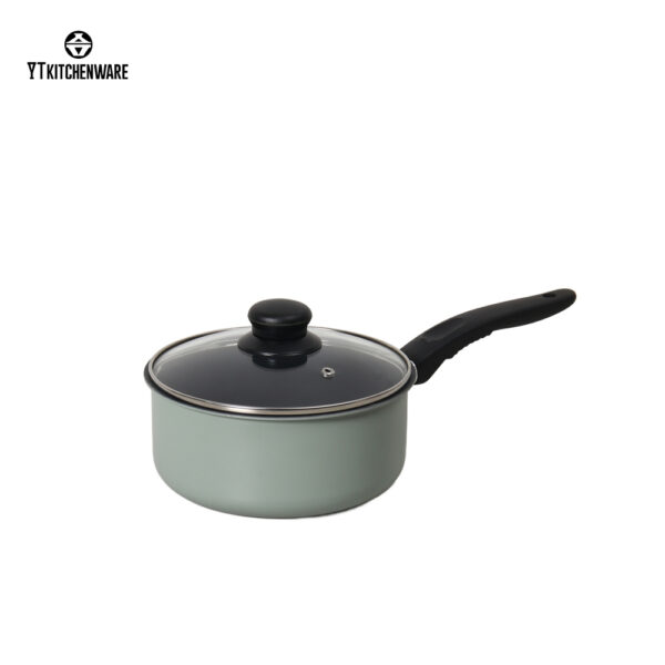 Sage Green Impress Culinary Edge Aluminum Cookware Set: Non-Stick, Glass Lids, Heat-Resistant Handles (Factory Direct)